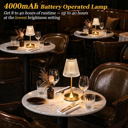 Gold Cordless Rechargeable Table Lamp, Battery Operated, Crystal, Small