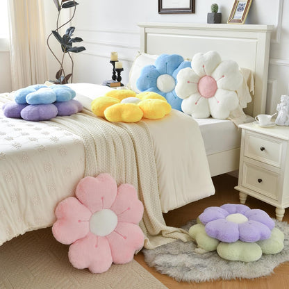 Flower Pillow, Cute Daisy Decorative Throw Pillows, White, 15 Inches