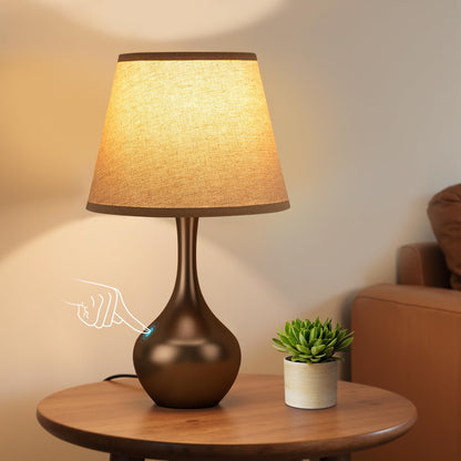 16.1" Touch Table Lamp for Nightstand, 3 Way Dimmable Small Bedroom Lamp