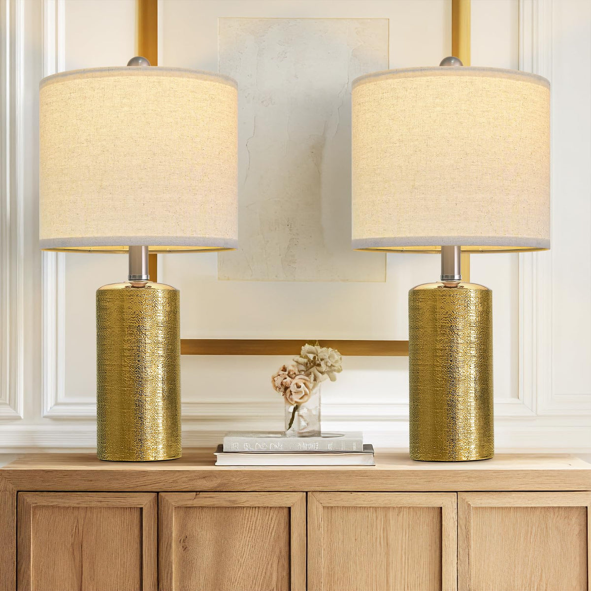 20.25" Small Single Table Lamp for Bedroom Modern Ceramic Nightstand Lamp