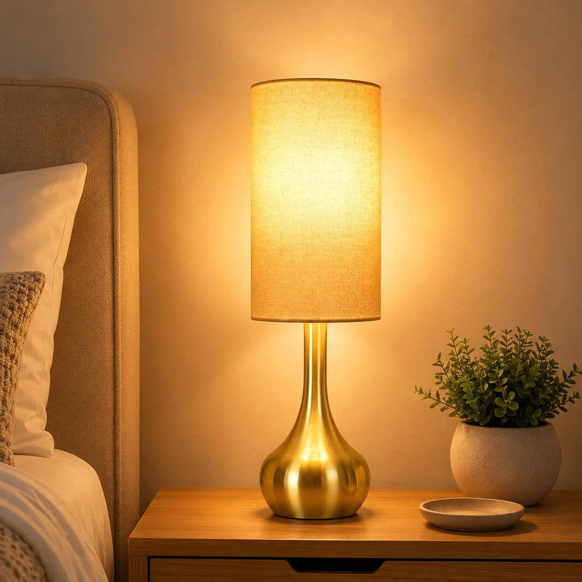 17" Touch Lamp for Nightstand,3-Way Dimmable Bedside Lamp