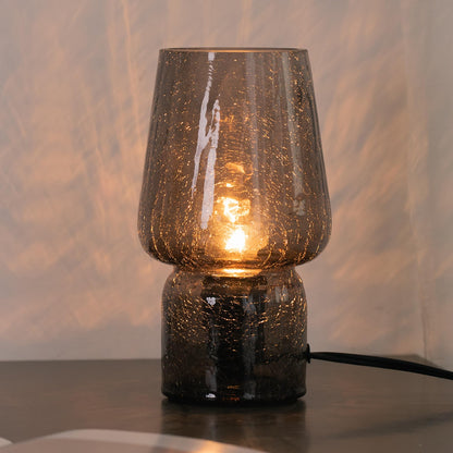 Mushroom Lamp,Small Table Lamp,Mini Cute Lamp Nightstand Lamp Kitchen Glass,Translucent Raindrop,Suitable for Bedrooms, Kitchens, Bedside, Girl Gifts(Raindrop Black)