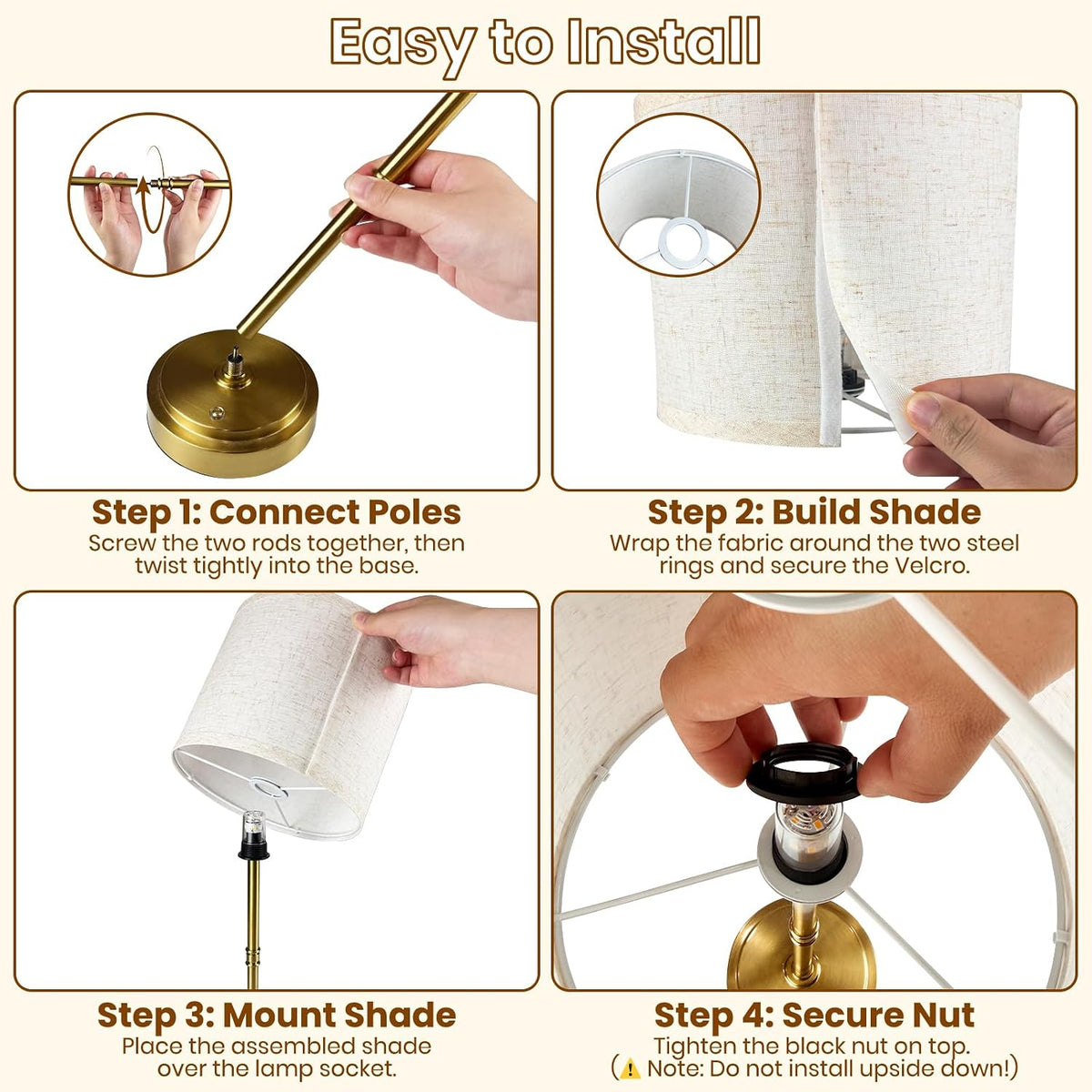 AWOKE 17.7-Inch Tall Cordless Table Lamp, 7500mAh Long-Lasting Battery Operated Light, Stepless Dimmable 3000K Warm Desk Lamp with Easy-Assembly DIY Fabric Shade for Bedroom and Nightstand