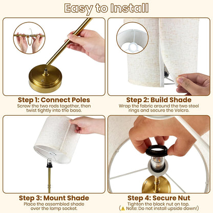 AWOKE 17.7-Inch Tall Cordless Table Lamp, 7500mAh Long-Lasting Battery Operated Light, Stepless Dimmable 3000K Warm Desk Lamp with Easy-Assembly DIY Fabric Shade for Bedroom and Nightstand