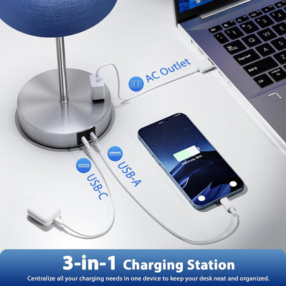 Fenmzee Touch Lamps for Bedroom Set of 2 - Dimmable, USB C+A, AC Outlet
