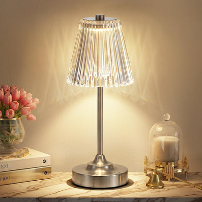 Gold Cordless Rechargeable Table Lamp, Battery Operated, Crystal, Small