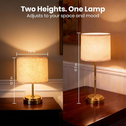 AWOKE 17.7-Inch Tall Cordless Table Lamp, 7500mAh Long-Lasting Battery Operated Light, Stepless Dimmable 3000K Warm Desk Lamp with Easy-Assembly DIY Fabric Shade for Bedroom and Nightstand