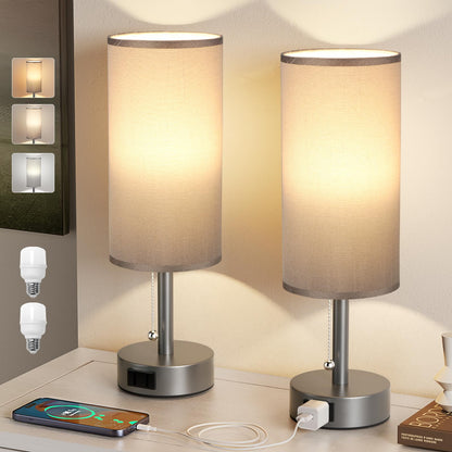 Fenmzee Bedside Table Lamps Set of 2 - Small Nightstand Lamp for Bedroom