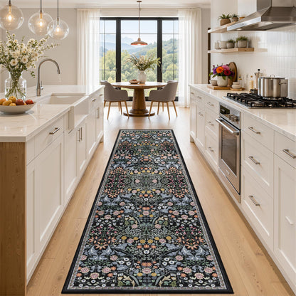PLHXFR Area Rug Living Room: 5x7 Floral Washable Boho Carpet Dark Green