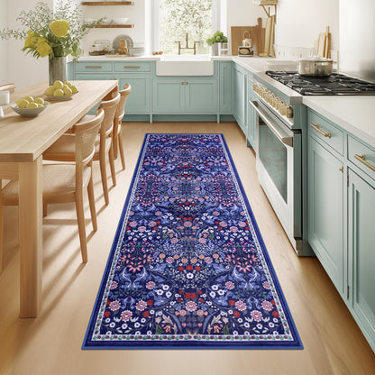 PLHXFR Area Rug Living Room: 5x7 Floral Washable Boho Carpet Dark Green