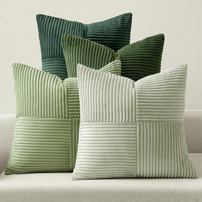 MIULEE Fall Teal Orange Decorative Throw Pillow Covers 18x18 Inch Set of 4 Boho Corduroy Striped Cushion Cases Modern Farmhouse Patchwork Pillow Cases for Couch Sofa Bedroom Home Decor