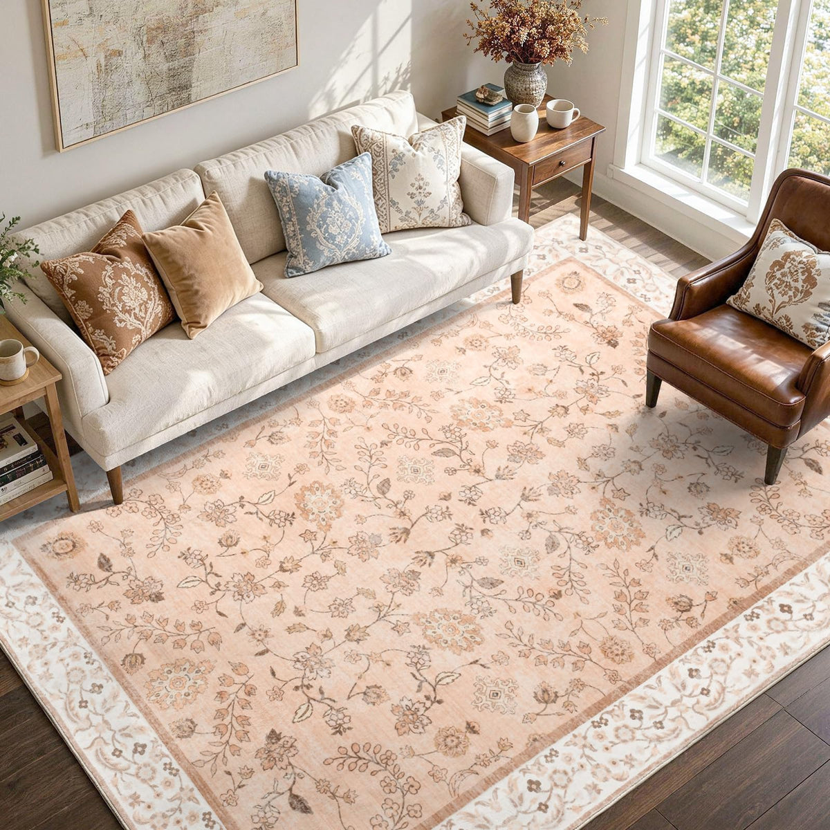 6x9 Ft Abstract Washable Area Rugs for Living Room Blue