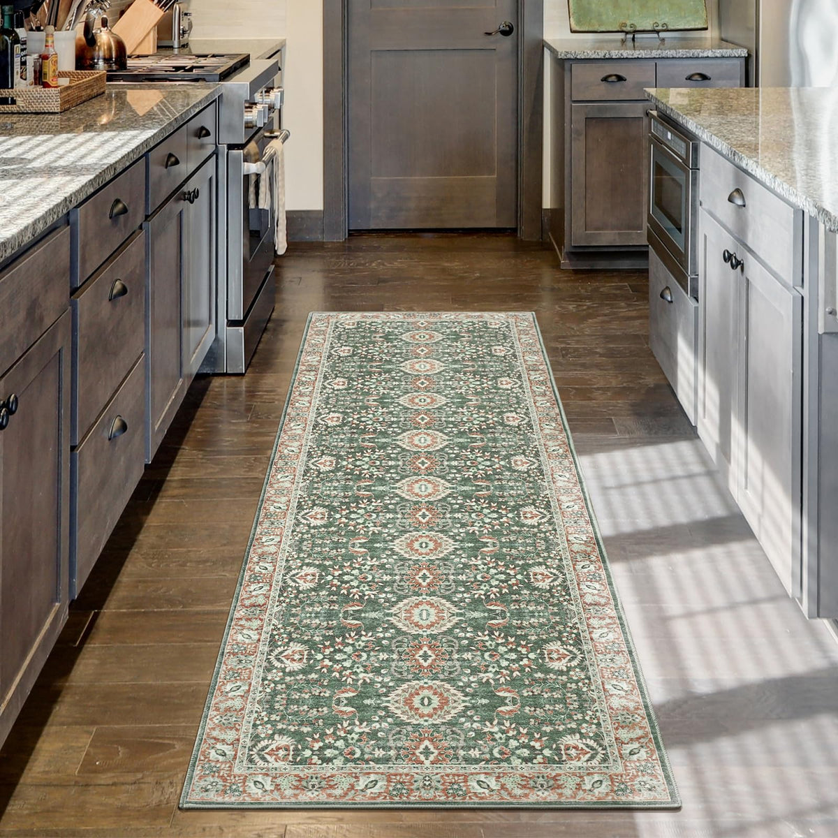 Goideal Washable Rug 4x6, Beige Area Rugs Non Slip, Indoor Low Pile Carpet with Rubber Backing for Living Room Kitchen Bathroom Entryway Office Bedroom
