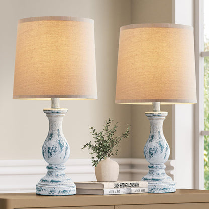 Seealle 22" Farmhouse Table Lamp, Rustic Bedside Lamp for Bedroom