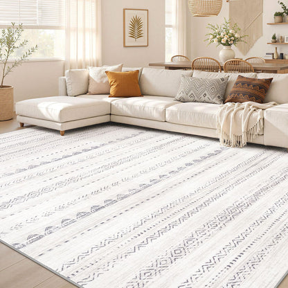 Nakagishi Boho 5x7 Area Rug Living Room Rugs Machine Washable Beige/Brown
