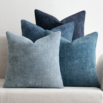 MIULEE Soft Decorative Chenille Pillow Covers Blue Series 18x18 Pack of 4
