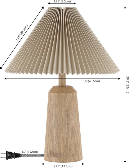 JONATHAN Y Arvid Table Lamp 20.5" Resin Metal Bedside, Beige Wood Finish
