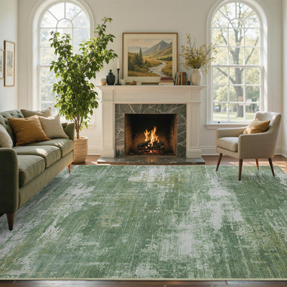 6x9 Ft Abstract Washable Area Rugs for Living Room Blue