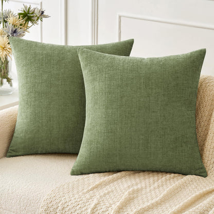 MIULEE Soft Chenille Fall Throw Pillow Covers Burnt Orange 18x18 Pack of 2