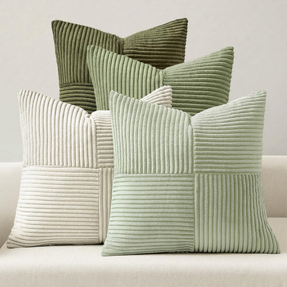 MIULEE Fall Teal Orange Decorative Throw Pillow Covers 18x18 Inch Set of 4 Boho Corduroy Striped Cushion Cases Modern Farmhouse Patchwork Pillow Cases for Couch Sofa Bedroom Home Decor