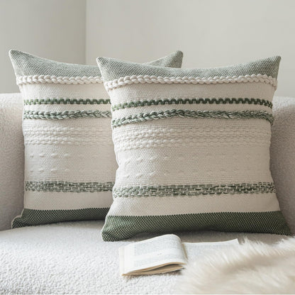Cethom Boho Throw Pillow Covers 18x18 Inch Set of 2, Blue Textured Decorative Couch Pillow Cases for Farmhouse Home Decor, Accent Cushion Cover for Sofa, Bed, Living Room, Bedroom