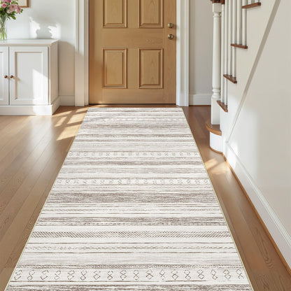 Tortania Area Rug Living Room Rugs - 5x7 Washable Large Soft Neutral Boho Moroccan Bohemian Farmhouse Rug Indoor Floor Carpet for Bedroom Under Dining Table Home Office Decor - Cream Brown