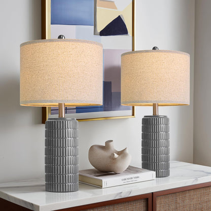 PoKat 23'' Bedside Table Lamp for Bedroom Nightstands, Modern Ceramic Decor