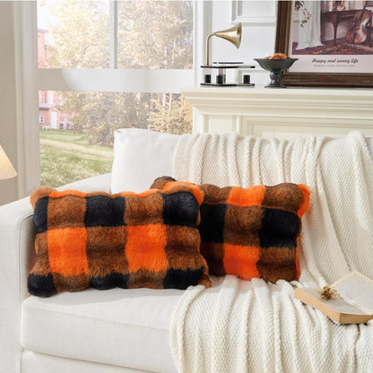 Cheetah Print Faux Fur Fluffy Pillowcases,Plush Soft Throw Pillow Covers, Fuzzy Decorative Leopard Print Pillow Cases, Furry Brown Leopard Cushion Covers for Couch Sofa-18x18 inch Set of 2