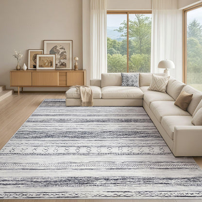 Tortania Area Rug Living Room Rugs - 5x7 Washable Large Soft Neutral Boho Moroccan Bohemian Farmhouse Rug Indoor Floor Carpet for Bedroom Under Dining Table Home Office Decor - Cream Brown