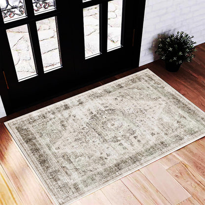 CHAMPLANT 6'x9' Washable Vintage Area Rug Boho Chic Medallion Distressed Design Non-Shedding Easy Care Ideal for High Traffic Areas in Living Room Bedroom Kitchen Office Large Carpet