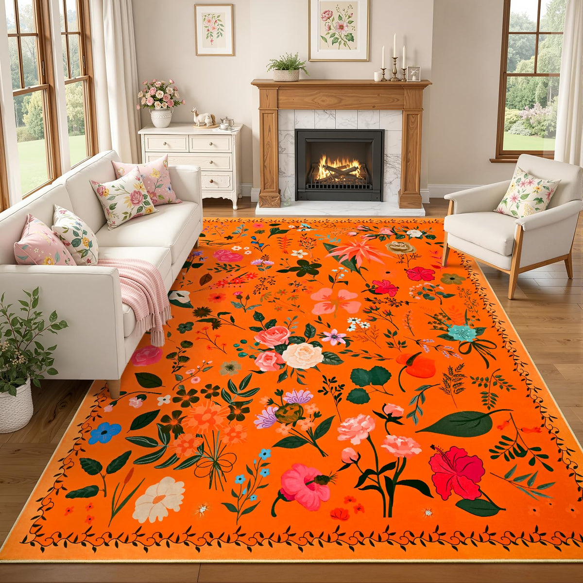 ISEAU Pink Rug for Bedroom 4x6 Area Rugs for Kids Room Dorm Rug, Non Slip