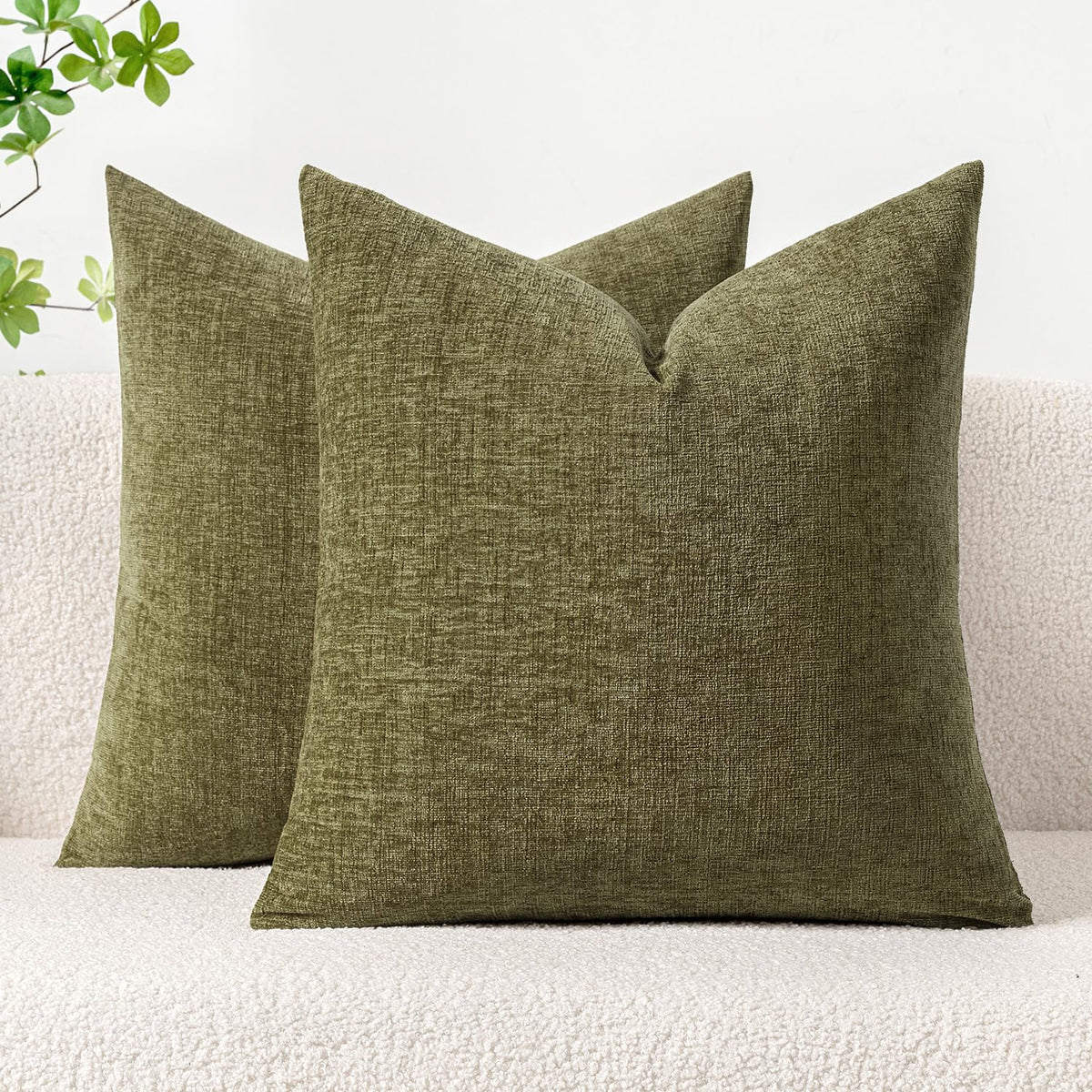 MIULEE Soft Chenille Fall Throw Pillow Covers Burnt Orange 18x18 Pack of 2