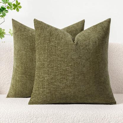 MIULEE Soft Chenille Fall Throw Pillow Covers Burnt Orange 18x18 Pack of 2