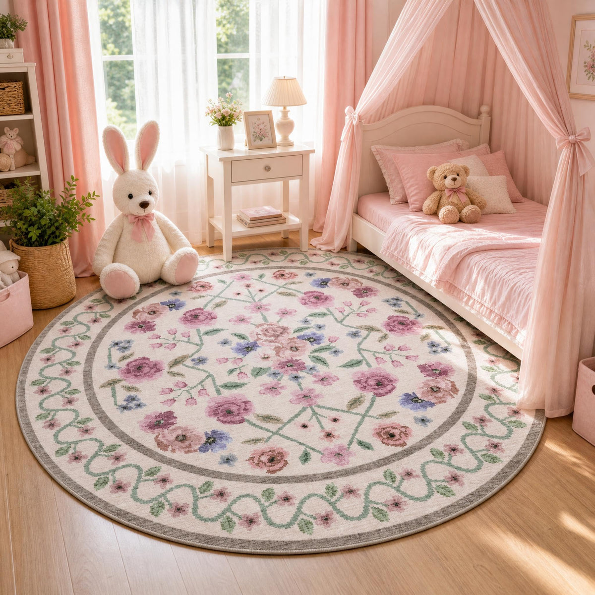Garvee Beige Floral 5x7 Area Rug for Bedroom Living Room