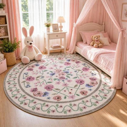 Garvee Beige Floral 5x7 Area Rug for Bedroom Living Room