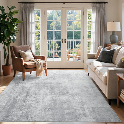 6x9 Ft Abstract Washable Area Rugs for Living Room Blue
