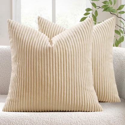 MIULEE Fall Decorative Corduroy Throw Pillow Covers Set of 2 18x18 Orange