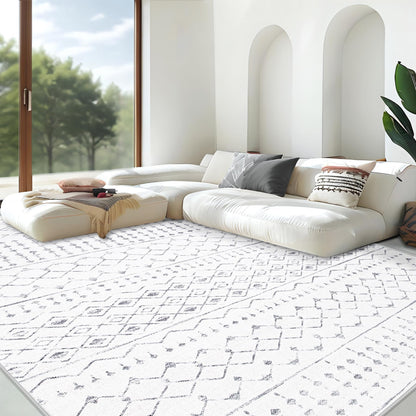Area Rug for Living Room 6x9: Large Washable Boho Moroccan Rugs Geometric Neutral Rug, Non-Slip Foldable Morden Farmhouse Indoor Floor Carpet for Bedroom Dining Table Home(Brown Green,6'x9')