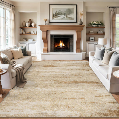 PLHXFR 6x9 Area Rug Living Room: Abstract Washable Carpet Brown Black
