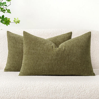 MIULEE Soft Chenille Fall Throw Pillow Covers Burnt Orange 18x18 Pack of 2
