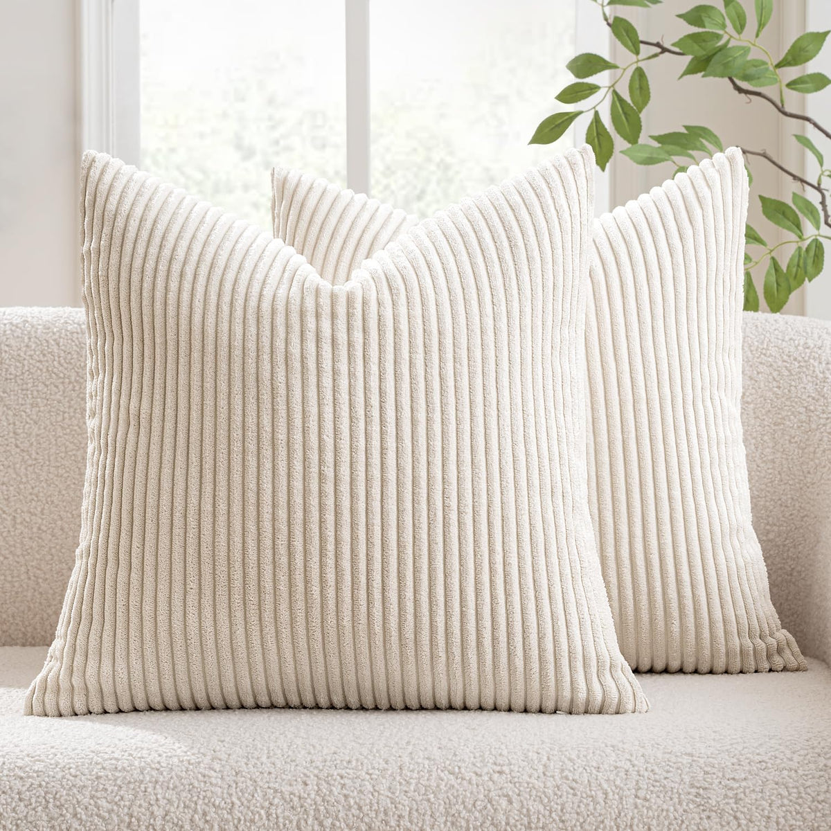 MIULEE Fall Decorative Corduroy Throw Pillow Covers Set of 2 18x18 Orange