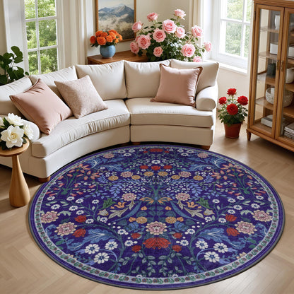 PLHXFR Area Rug Living Room: 5x7 Floral Washable Boho Carpet Dark Green