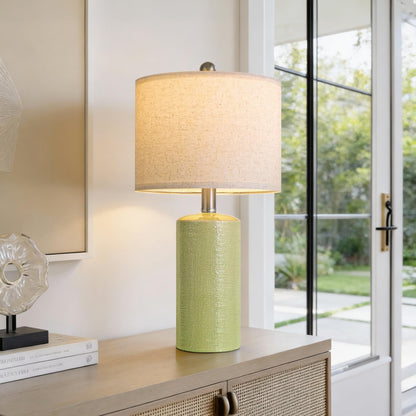 20.25" Small Single Table Lamp for Bedroom Modern Ceramic Nightstand Lamp