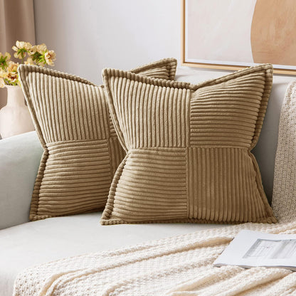 MIULEE Decorative Throw Pillow Covers for Couch 18x18 Inch Beige 2 Pack