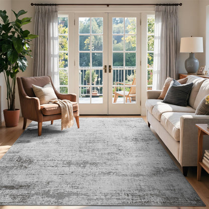 6x9 Ft Abstract Washable Area Rugs for Living Room Blue