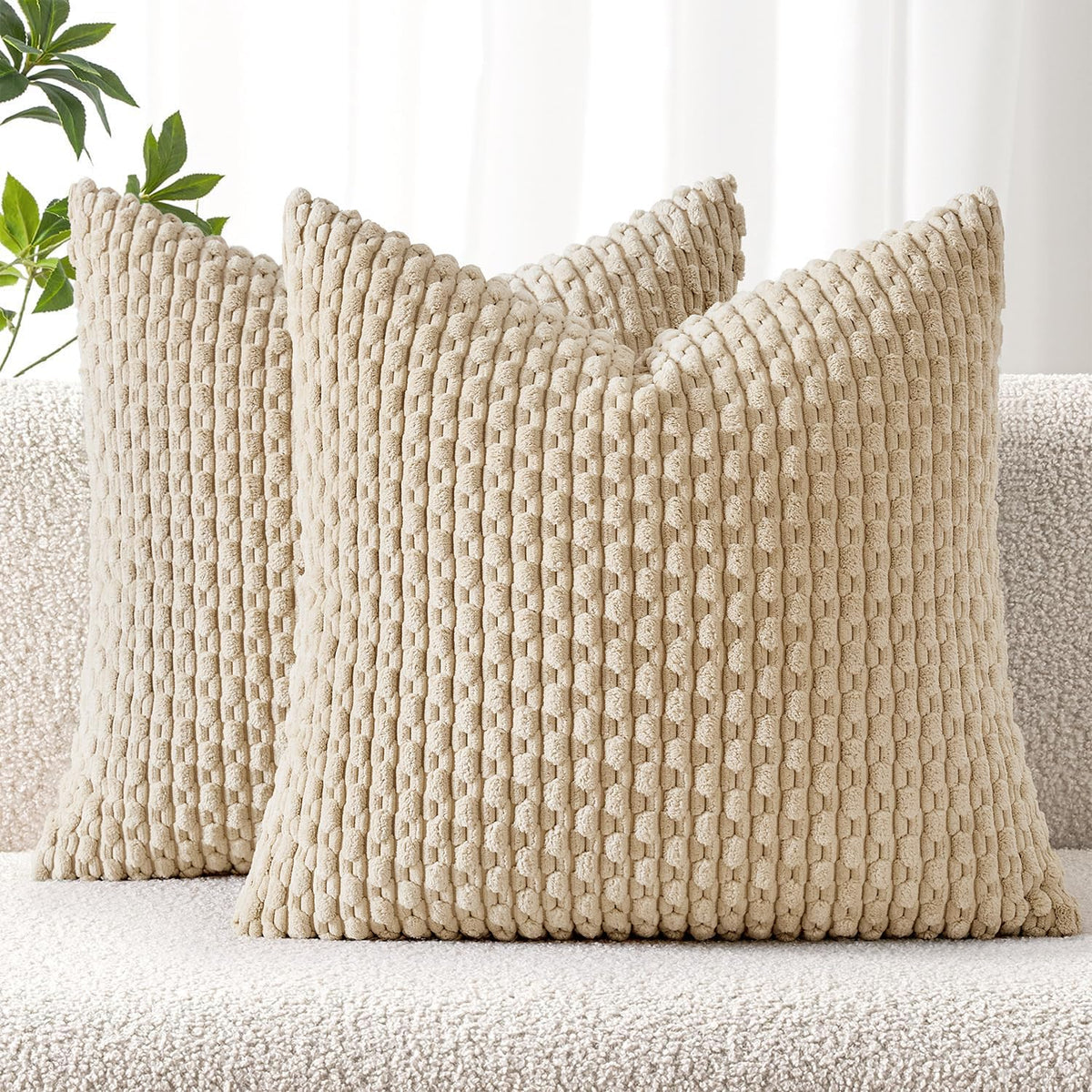 MIULEE Decorative Throw Pillow Covers 18x18 Sage Green Textured Corduroy