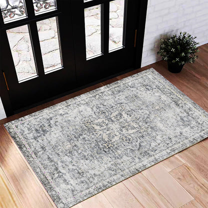 CHAMPLANT 6'x9' Washable Vintage Area Rug Boho Chic Medallion Distressed Design Non-Shedding Easy Care Ideal for High Traffic Areas in Living Room Bedroom Kitchen Office Large Carpet