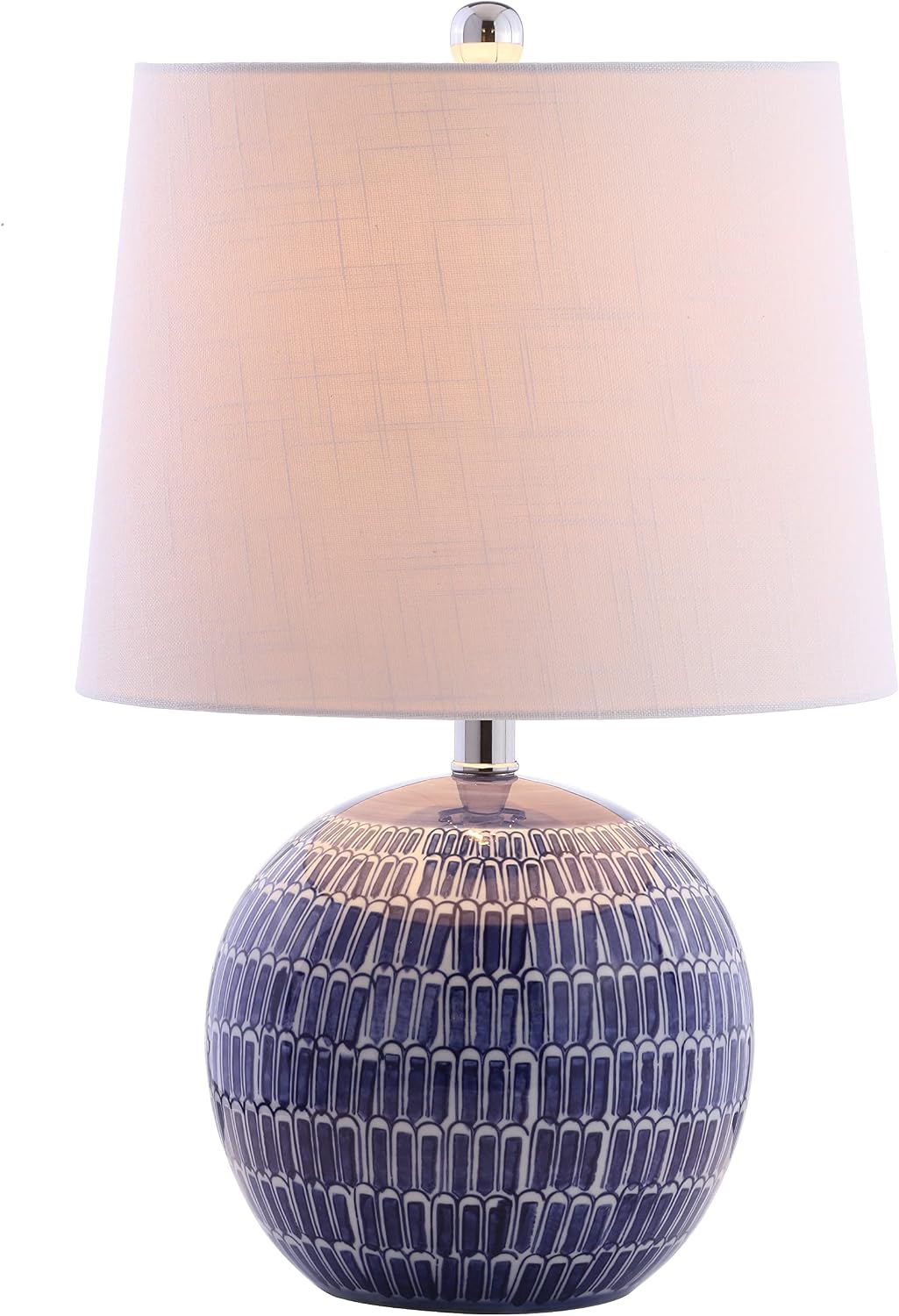 JONATHAN Y Ronald 21" Ceramic Scallop Sphere Table Lamp, Navy