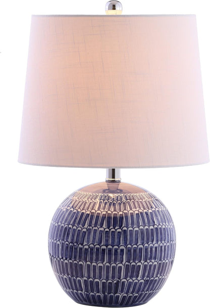 JONATHAN Y Ronald 21" Ceramic Scallop Sphere Table Lamp, Navy