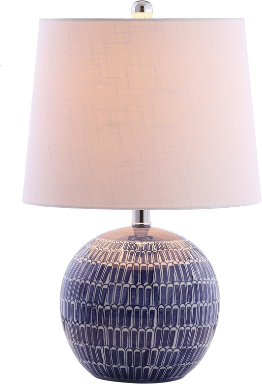 JONATHAN Y Ronald 21" Ceramic Scallop Sphere Table Lamp, Navy